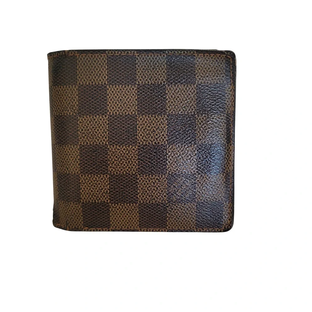 Louis Vuitton Marco Wallet Damier Ebene Bifold Brown Canvas CA0015 Mens